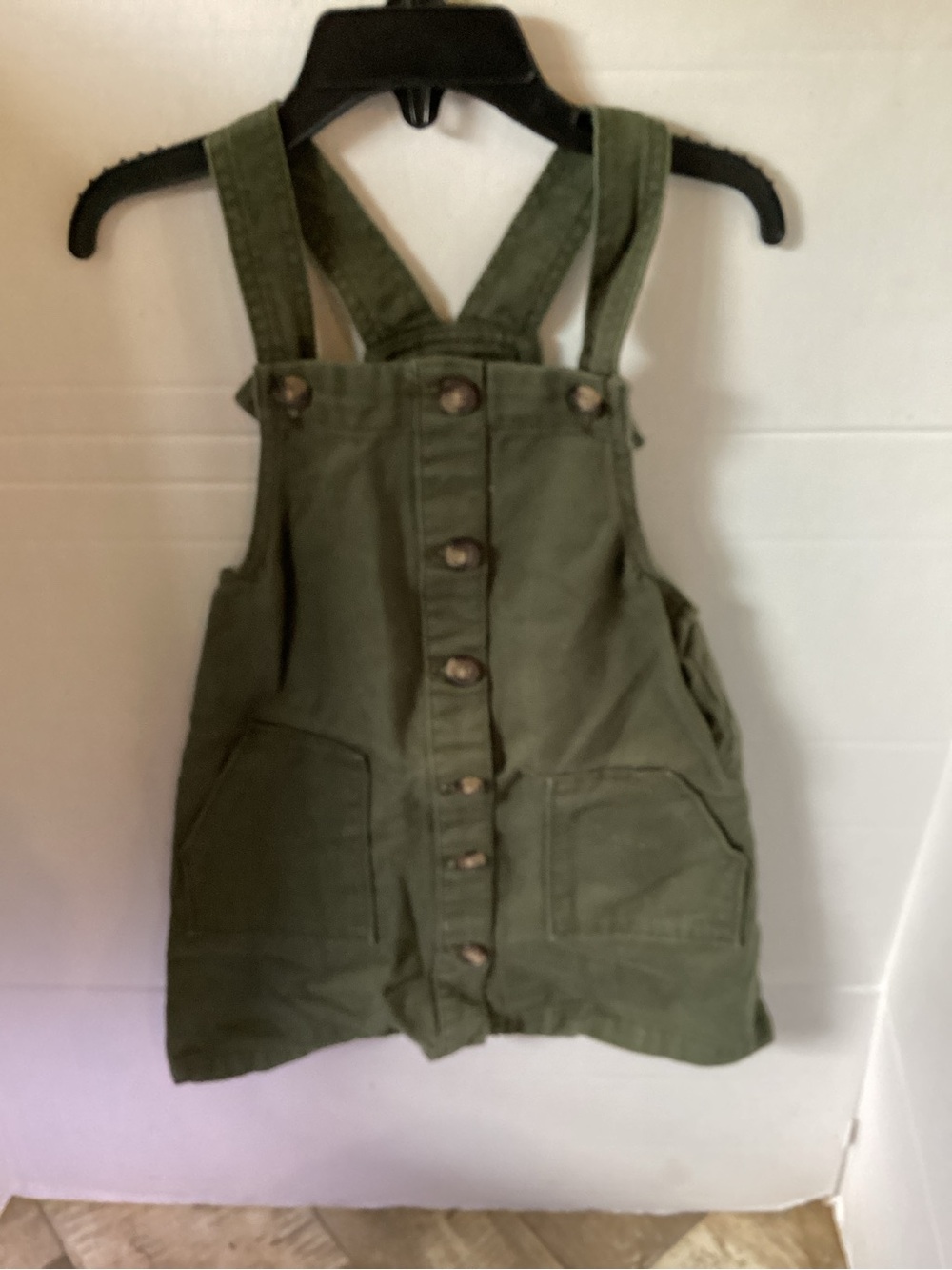 Girls Wonder Nation Hunter green Denim Overall Jumper Dress size 5T